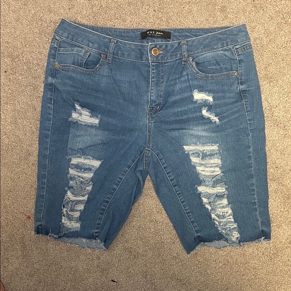 Distressed Denim Shorts